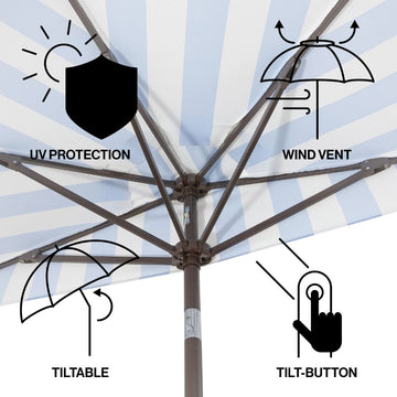 Beverly 9 ft. Designer Classic Scalloped Fringe Half Market Patio Umbrella
